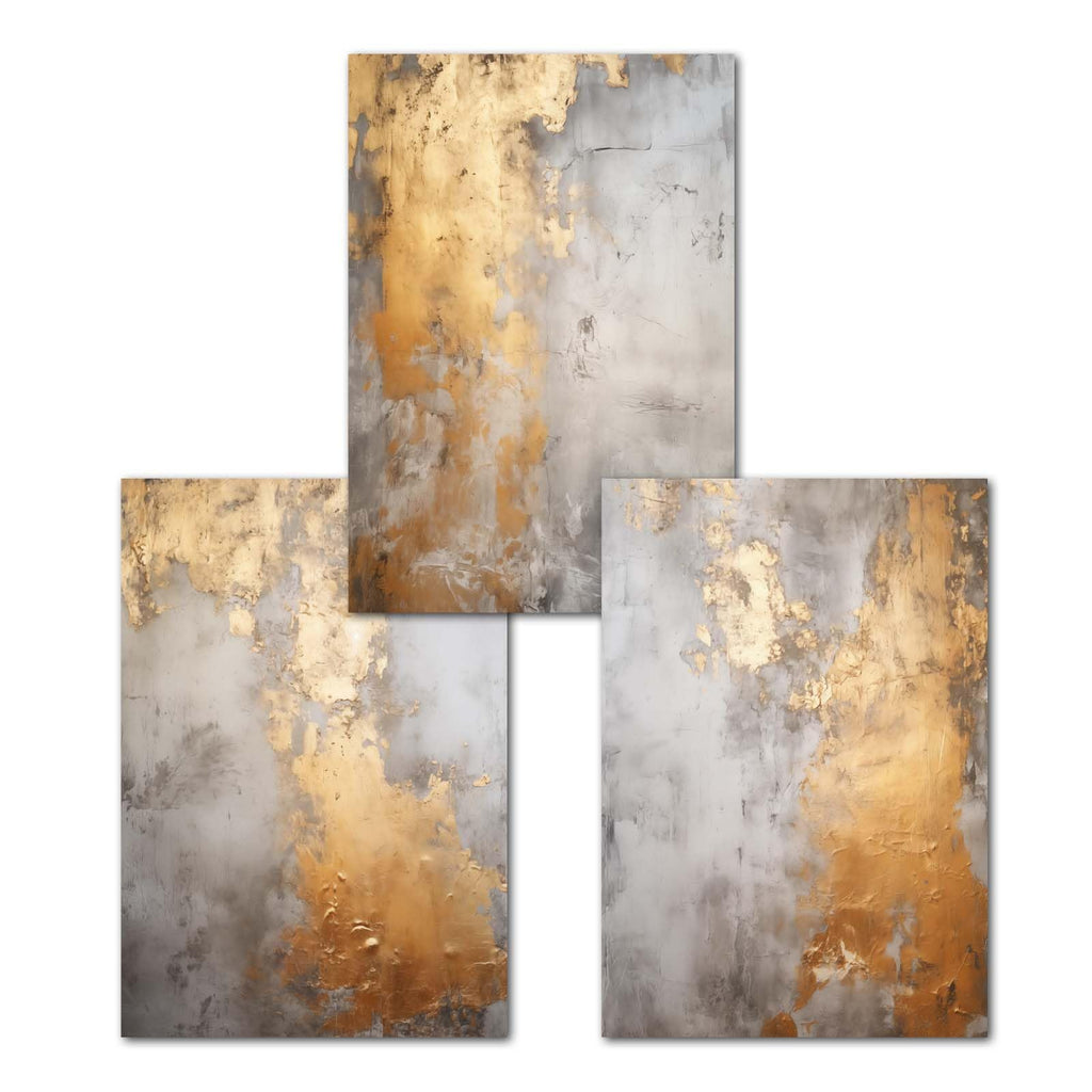 Grey and Gold Abstract Canvas Wall Art Grey Painting Gold Foil Abstract Wall Art for Bedoom Yellow Abstract Painting