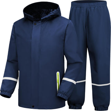 Kids Rain Suit Boys Girls Waterproof Lightweight Raincoat and Pant Rain Gear for Camping Hiking