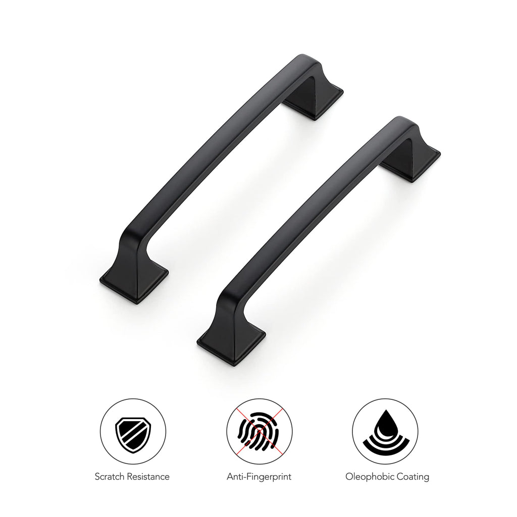 Matte Black Square Foot Arch Cabinet Pulls 5 Inch 30 Pack