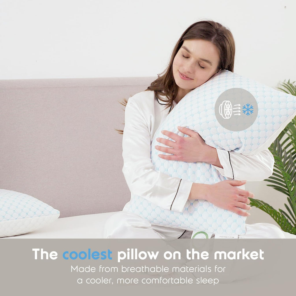 King Size Cooling Pillow for Sleeping 1 Pack, Luxury Shredded Memory Foam King Pillow, Adjustable Cold Gel Pillows