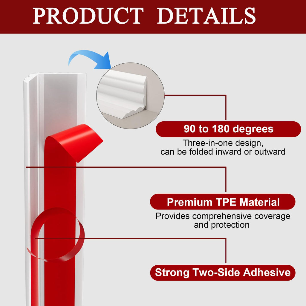 Wall Corner Protector Trim, 40 Feet Flexible Inside & Outside Corner Guard Trim, Peel and Stick Corner Molding
