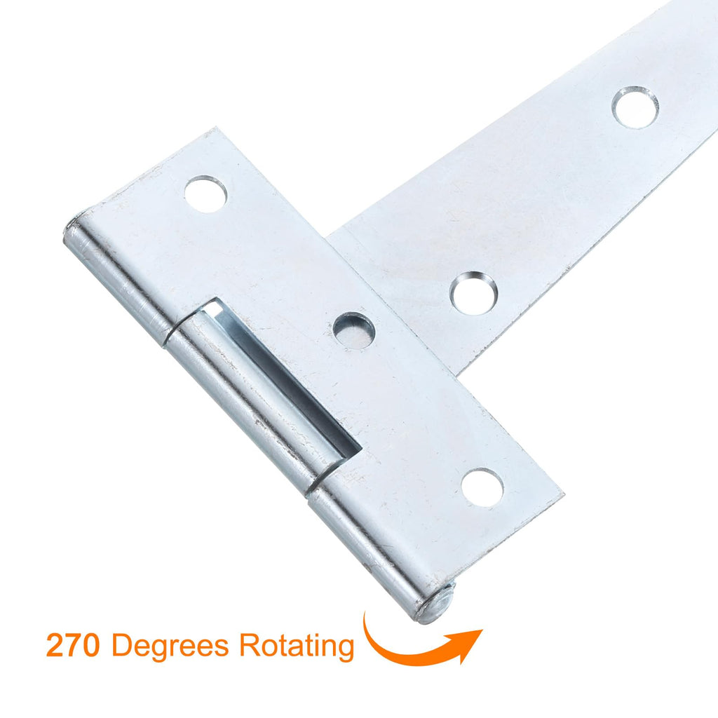 4Pcs T-Strap Door Hinges, 4" Wrought Tee Shed Gate Hinges Iron Hardware for Wooden Barn, Fence, Yard Door Hinges