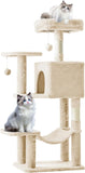 44 Inch Cat Tree Tower, Cat Climbing Tower with Natural Sisal Scratching Posts, Hammock