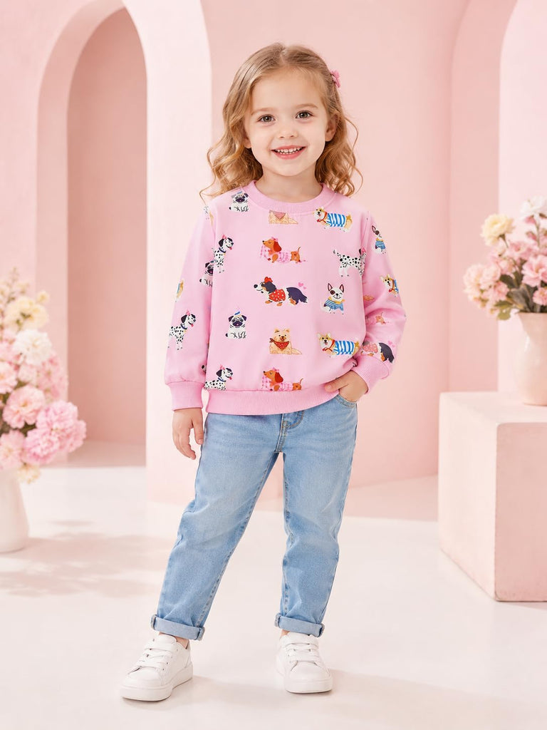 Little Girls Sweatshirts Cotton Long Sleeve Crewneck Pullover Toddler Kids Winter Warm Shirt Sweater Tops
