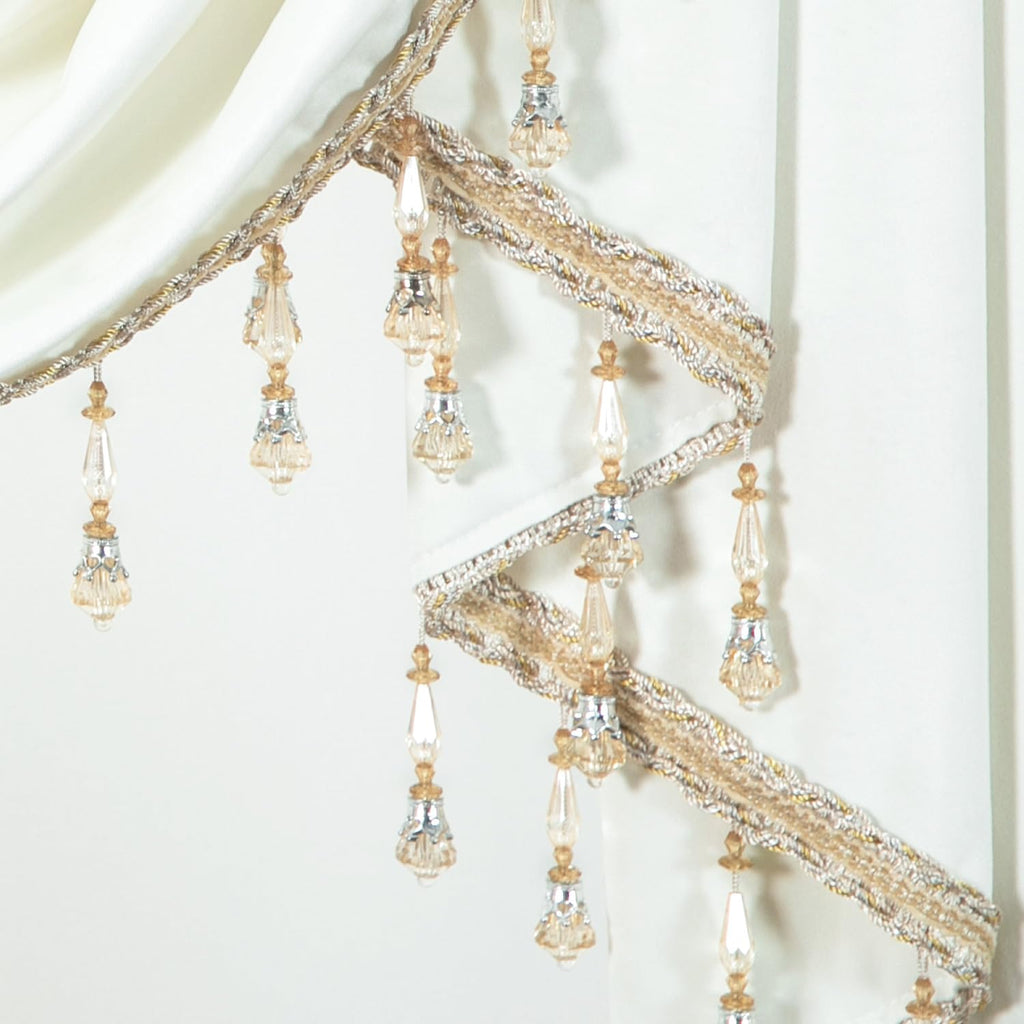 Super Soft Velvet Curtains Valance, Retro European Style Waterfall Valances, White Light-Filtering Swag Valance