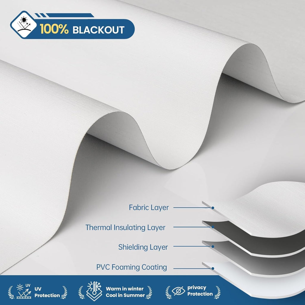No Drill Motorized Blinds with Remote, Automatic Roller Shades | Easy Install, Rechargeable Blackout Smart Blinds &