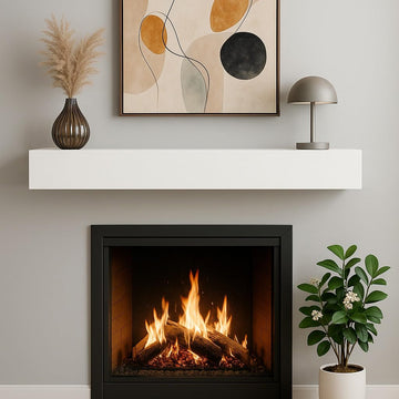 66" Floating Mantel Shelf - Modern White Fireplace Mantel with Matte Lacquer Finish Elegance (66", White)