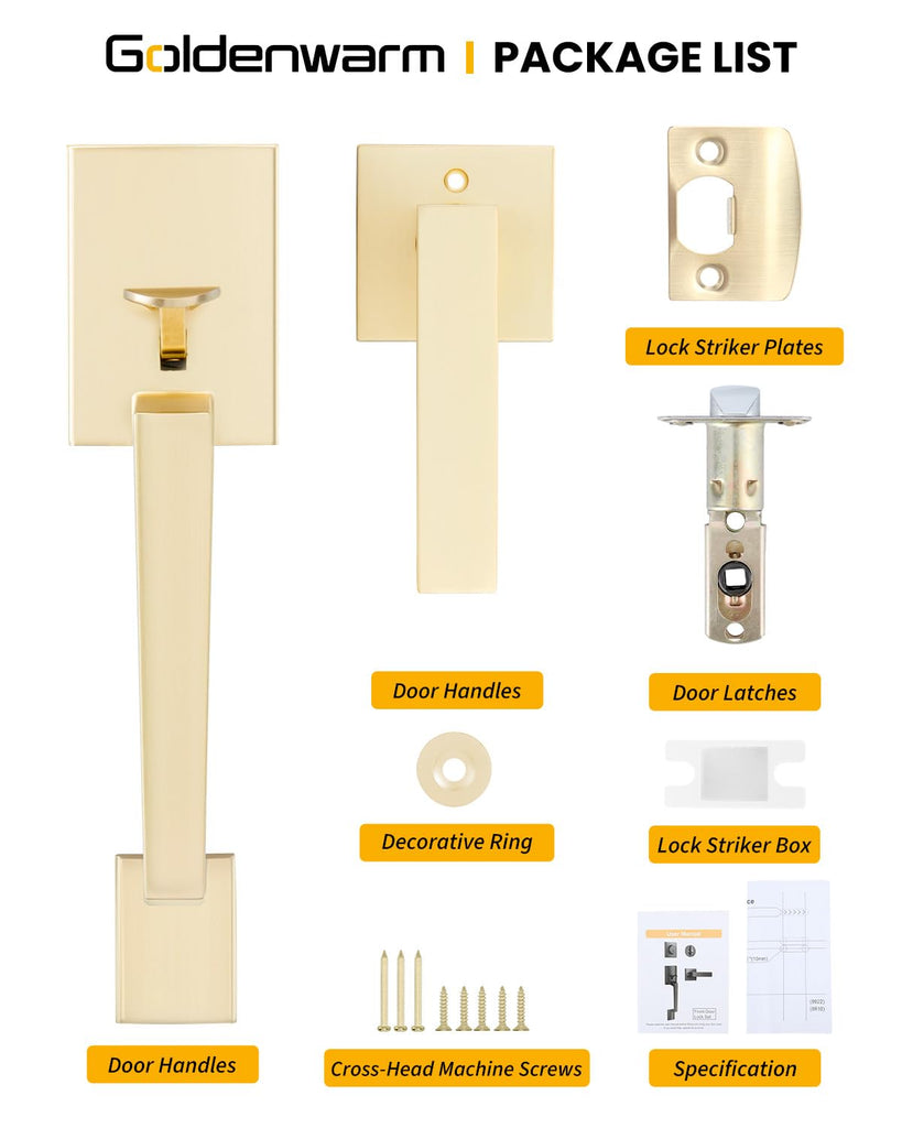 Gold Front Door Handle, Modern Front Door Handle Only