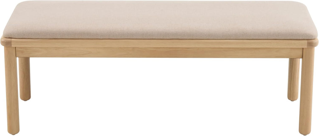 Tara 48" Linen-Look Fabric Upholstered End of Bed Ottoman Foot Rest, Wooden Ottoman Bench with Padded Seat, Long
