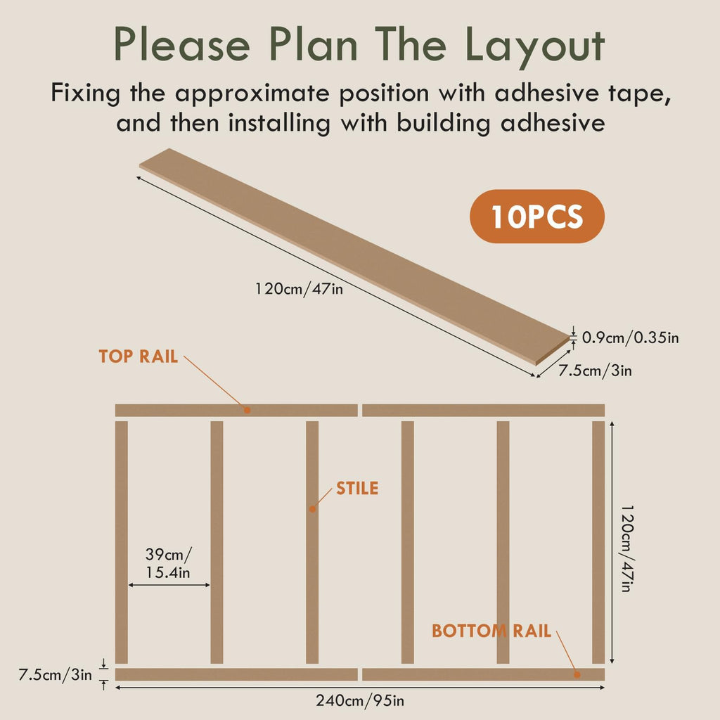 1 Set 94.5in X 47.2in MDF Board and Batten Wall Panel Kit