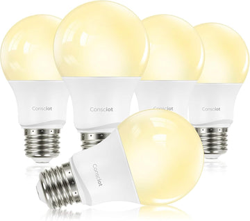 A19 LED Light Bulbs Dimmable, 60W Equivalent, 3000K, 5 Packs