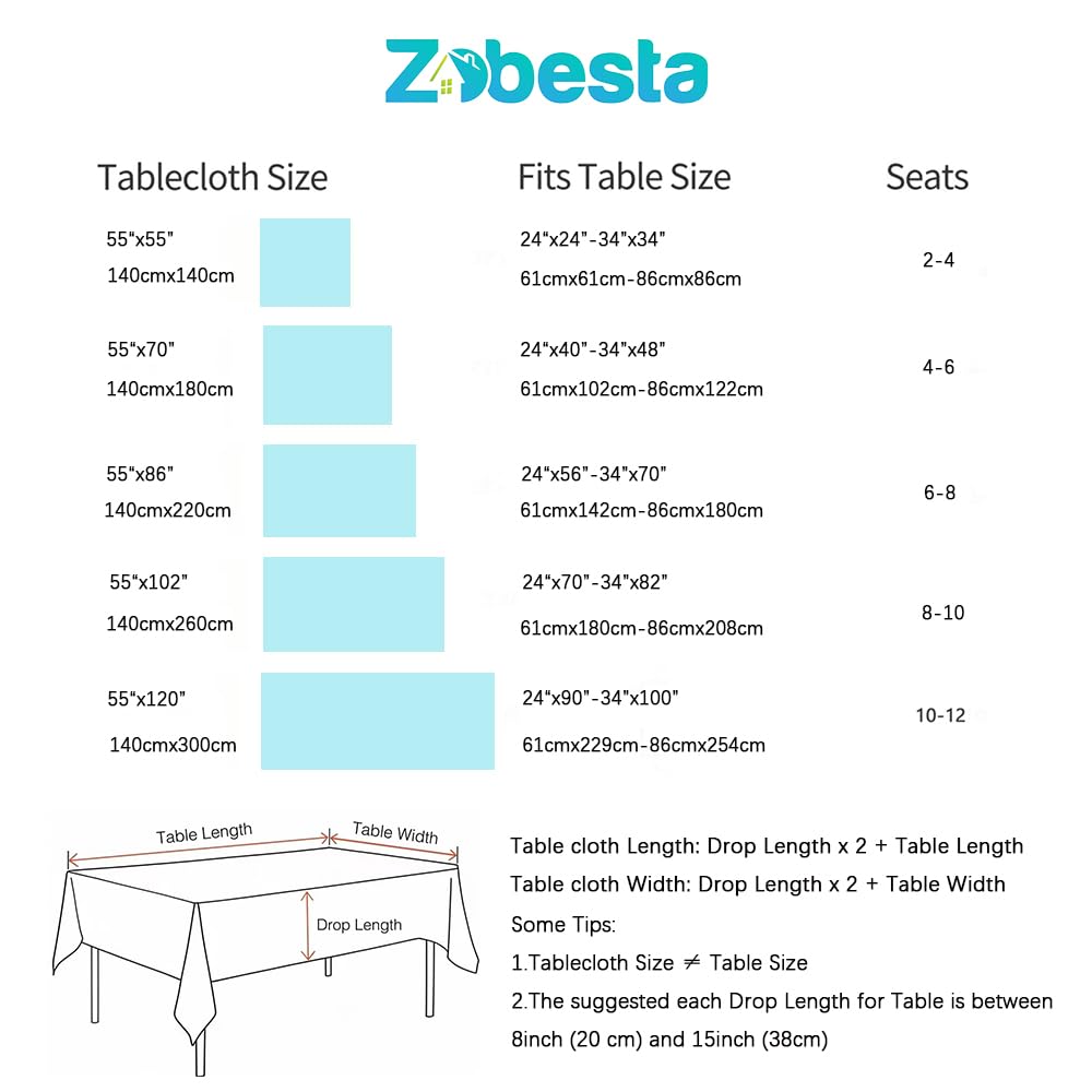 Heavy Duty Vinyl Tablecloths for Rectangle Tables 86x55 in Plastic