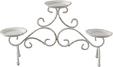 Rustic Fireplace Candelabra Candle Holder, 3 Arm Metal Pillar Candle Holders, Shabby Chic White Candle Holder for