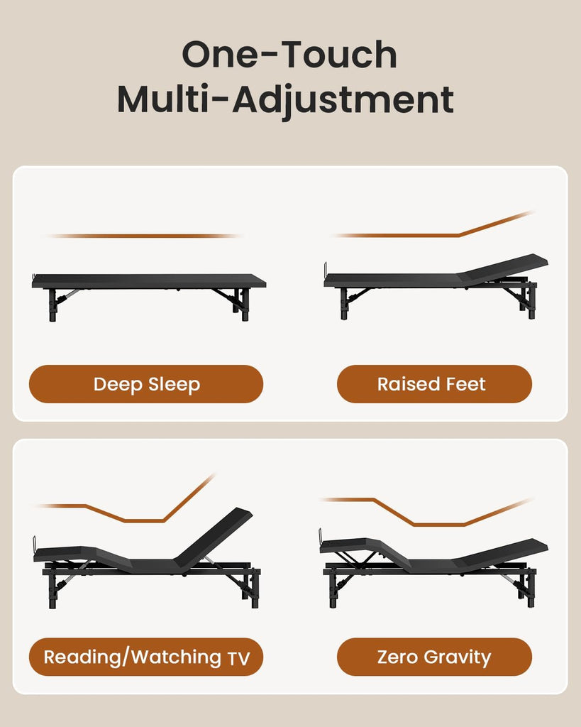 Queen Adjustable Bed Frame with Quiet Motor Wireless Remote, Easy Assembly