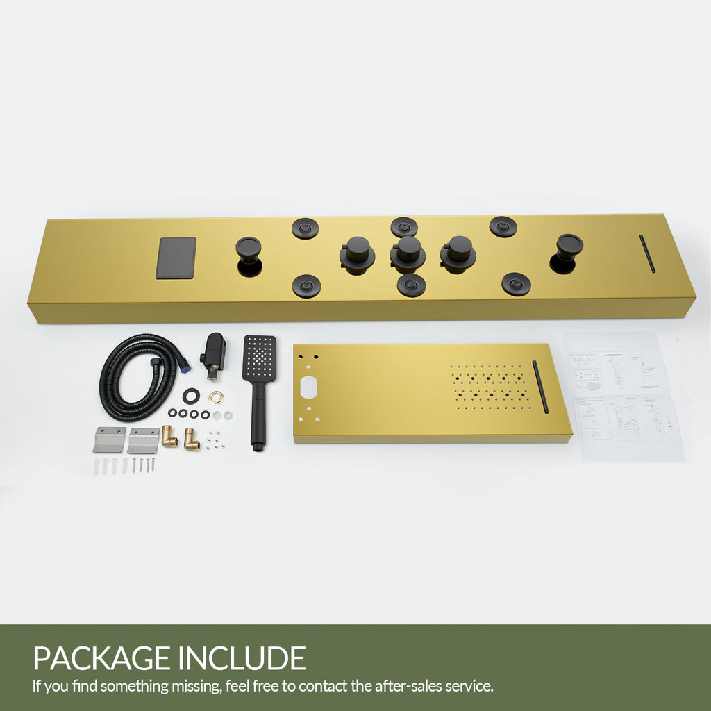 Brushed Gold Shower Panel Tower System 5 In 1 Stainless Steel Shower Tower