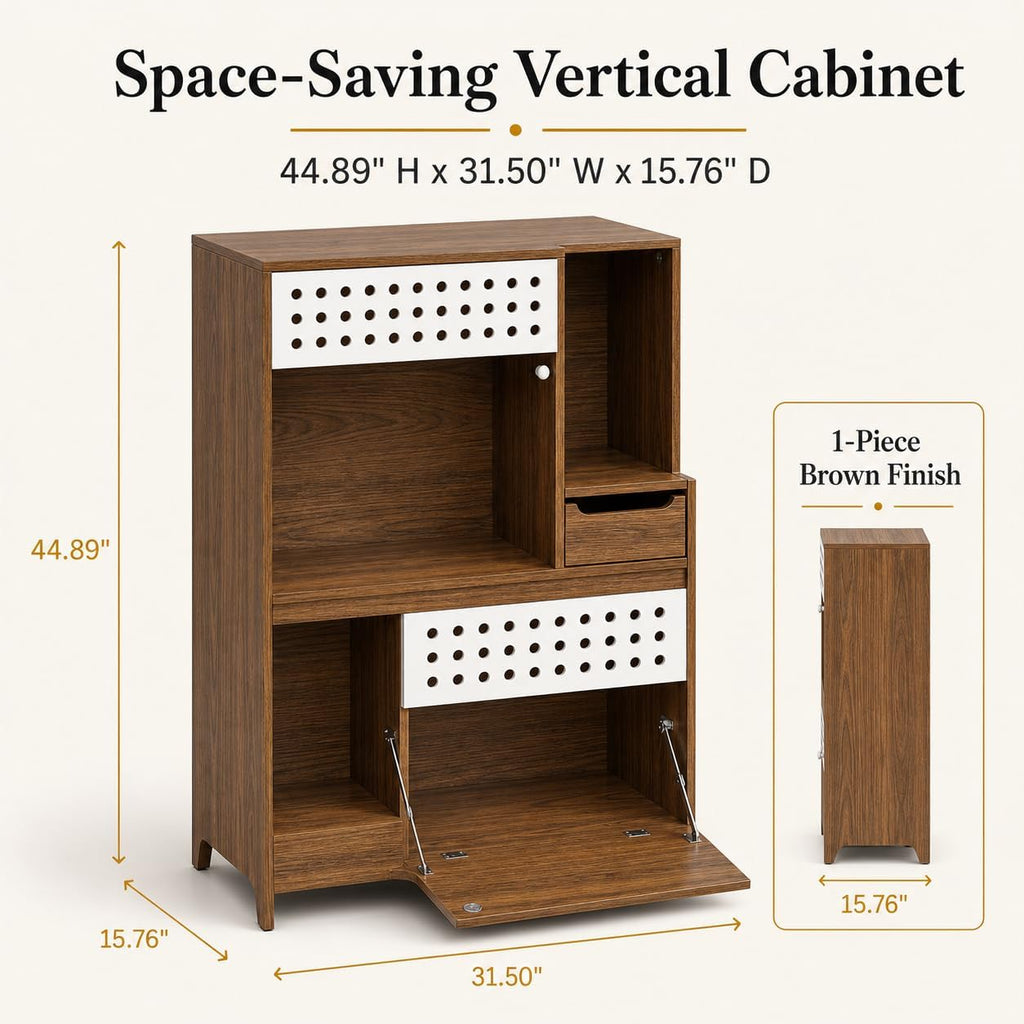 Modern Cat House Side Table with Storage, 44.8 Inch Decorative Hidden Cat Litter Box Cabinet for 2 Cats