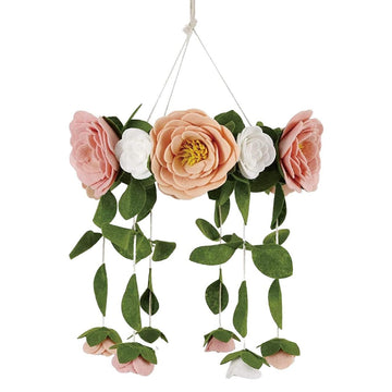 Baby Crib Mobile, Wooden Nursery Decor (Felt Rose)