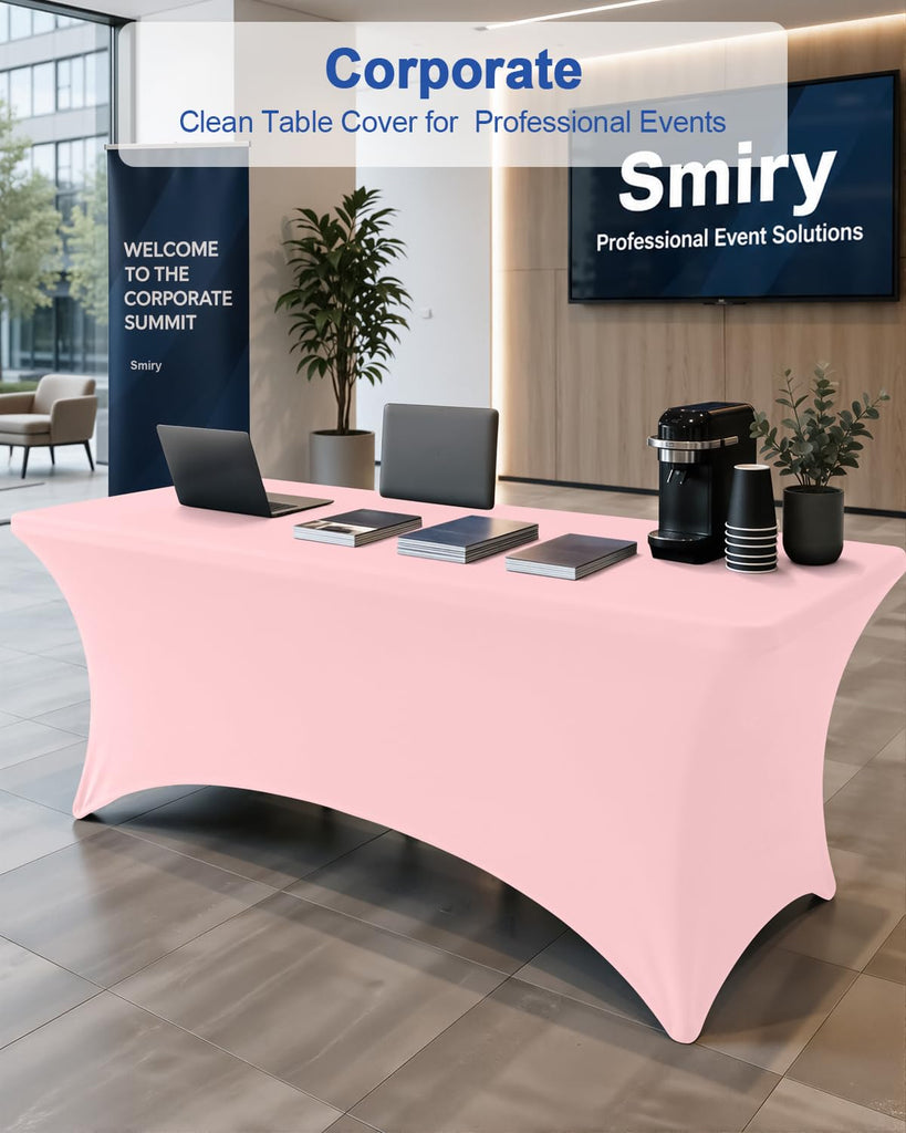 2 Pack Spandex Table Cloth 8FT, Elastic Fitted Pink Tablecloth