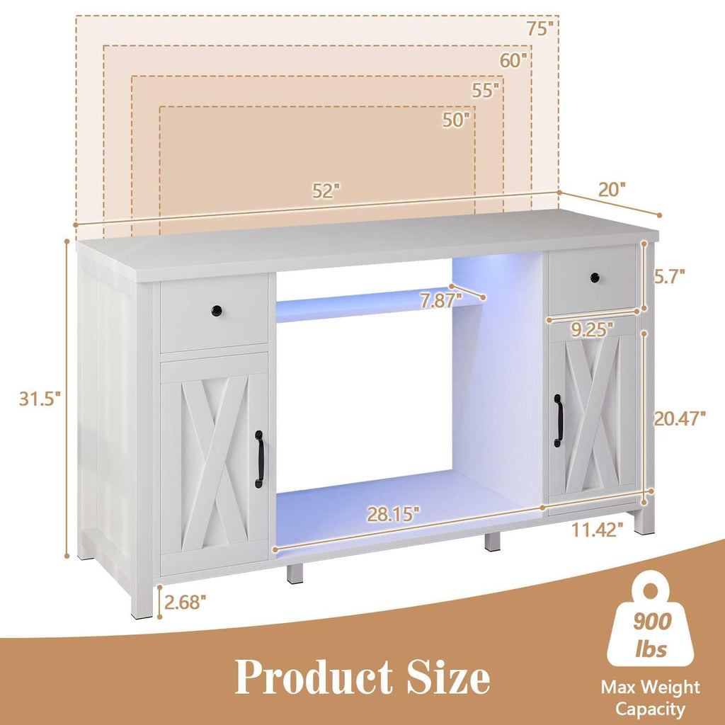 55-75 Gallon Fish Tank Stand, Aquarium Stand with Storage, White