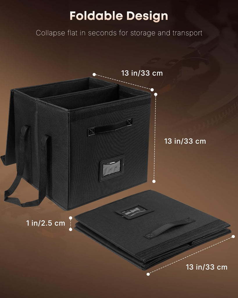 2 Pack Vinyl Record Storage Box with Lid & Handles