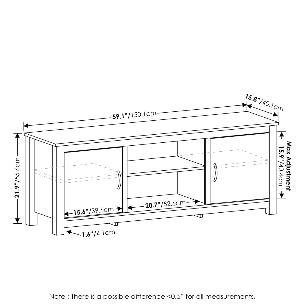 Classic 3-Tier TV Stand for 65 Inch TV, Vintage Oak