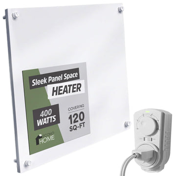 Convection Wall Heater with Thermostat - 400W Electric Wall Mounted Space Heater Panel - Updated Model, 120V - Heats