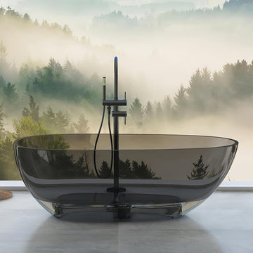 Colorful Freestanding Bathtub - Crystal Clear Soaker Tub Made, Extra Deep Freestanding Tub with Solid Surface Design
