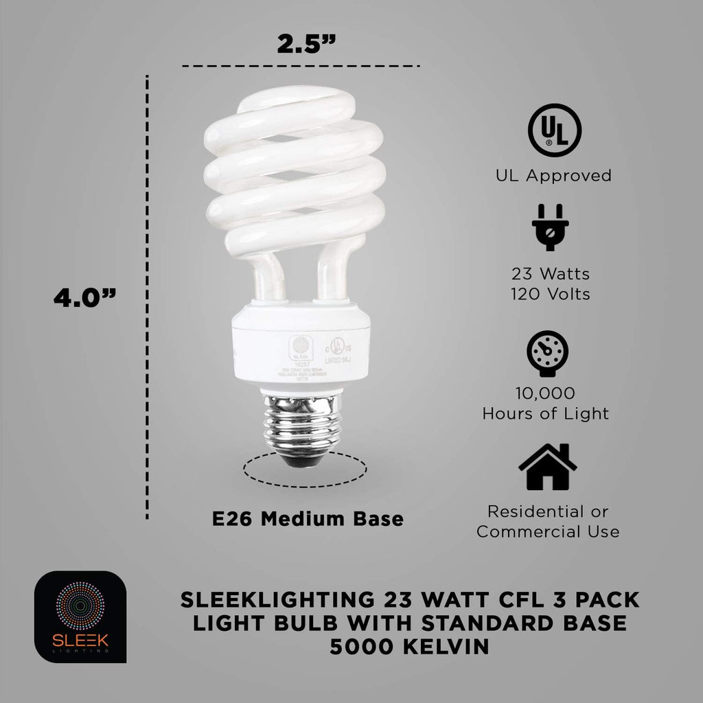 E26 Standard Screw Base 23W Spiral CFL Light Bulb Daylight