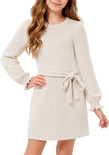 Girls Fall Sweater Dress Kids Long Sleeve Knit Dresses