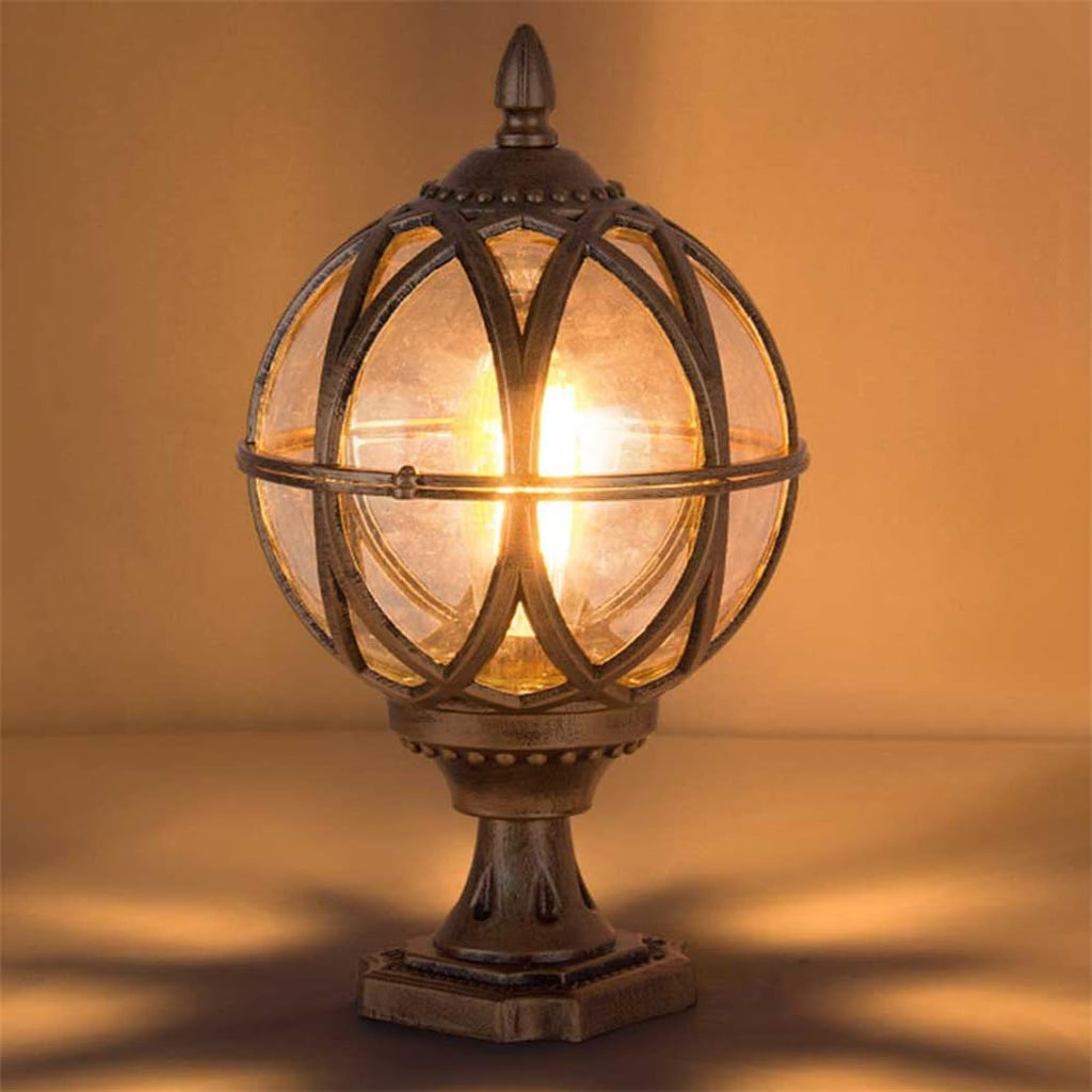 Classic Waterproof Glass Globe Outdoor Lighting for Garden, Patio, and Yard - Aluminum Pillar Light Fixture
