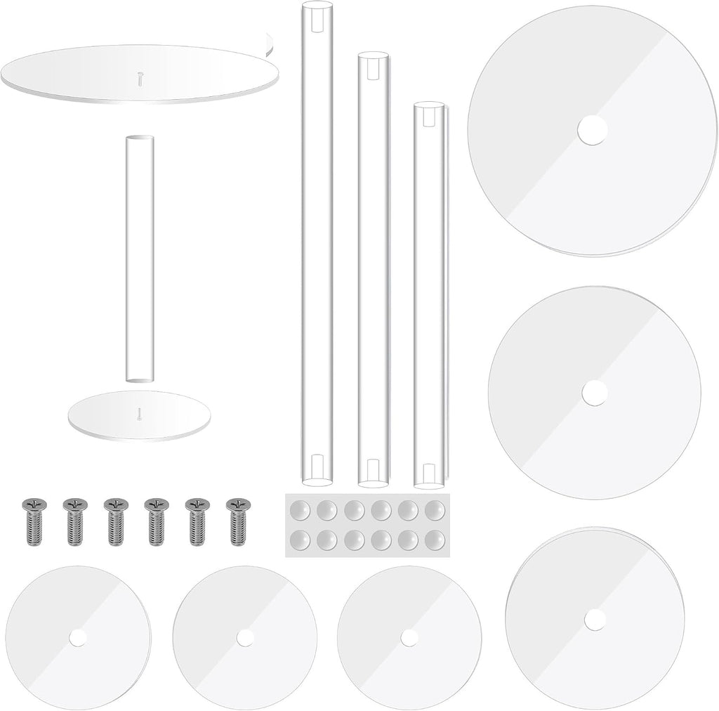 Round Acrylic Cake Stand for Retail Display, Wedding Cake - Set of 3