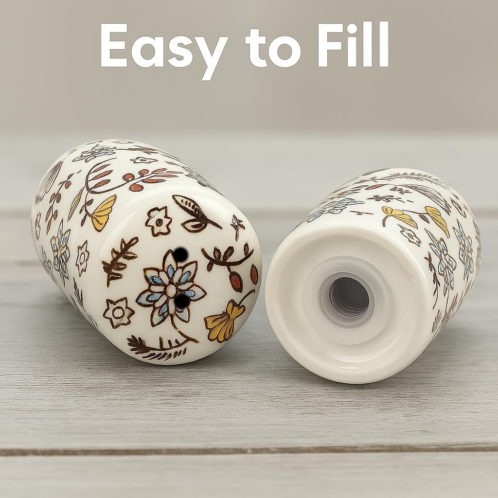 Country Floral Salt and Pepper Shakers, Unique Flower S&P Shaker Set - Set of 2