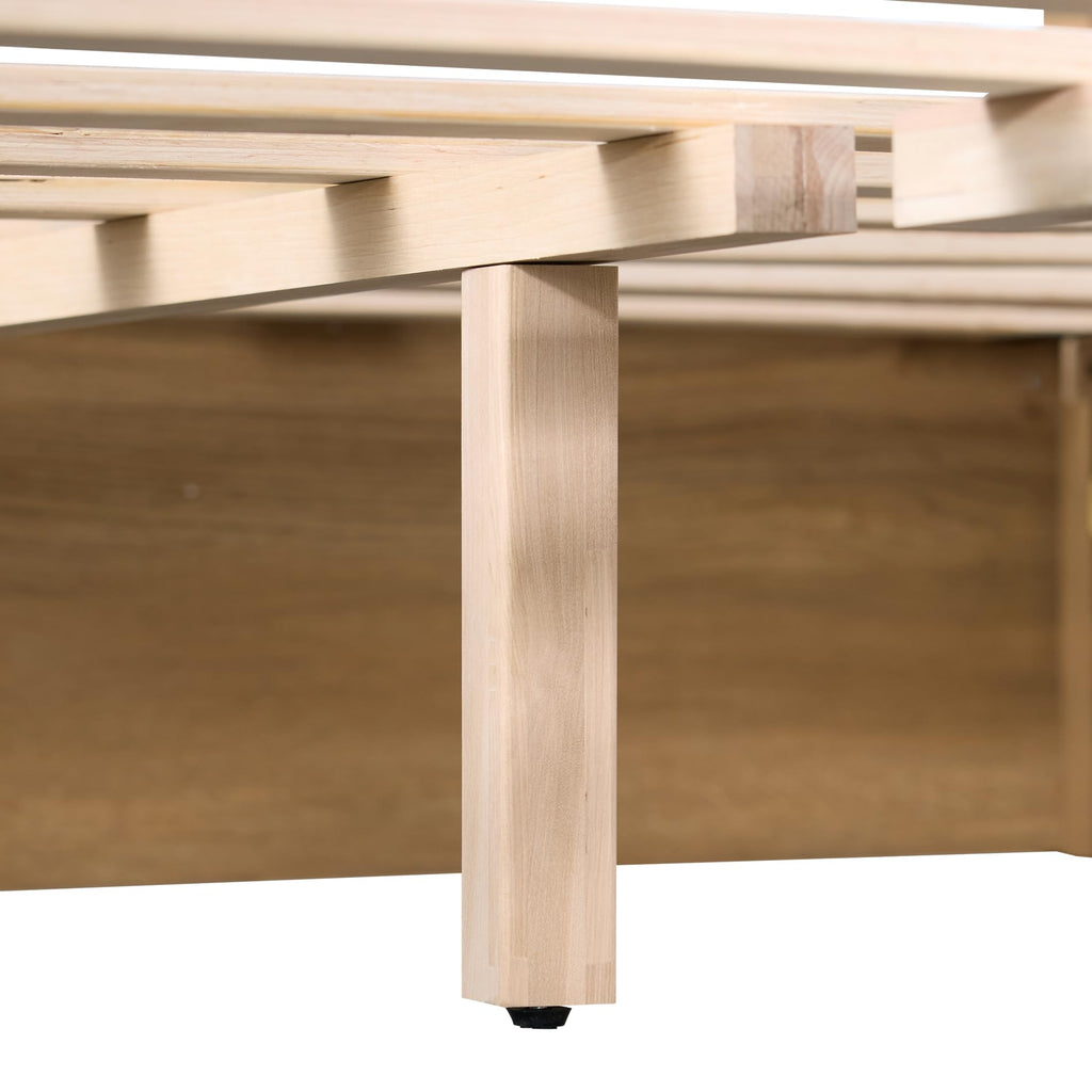 Wood Canopy Bed Frame Queen, Oak Bed w/Solid Wood Posters