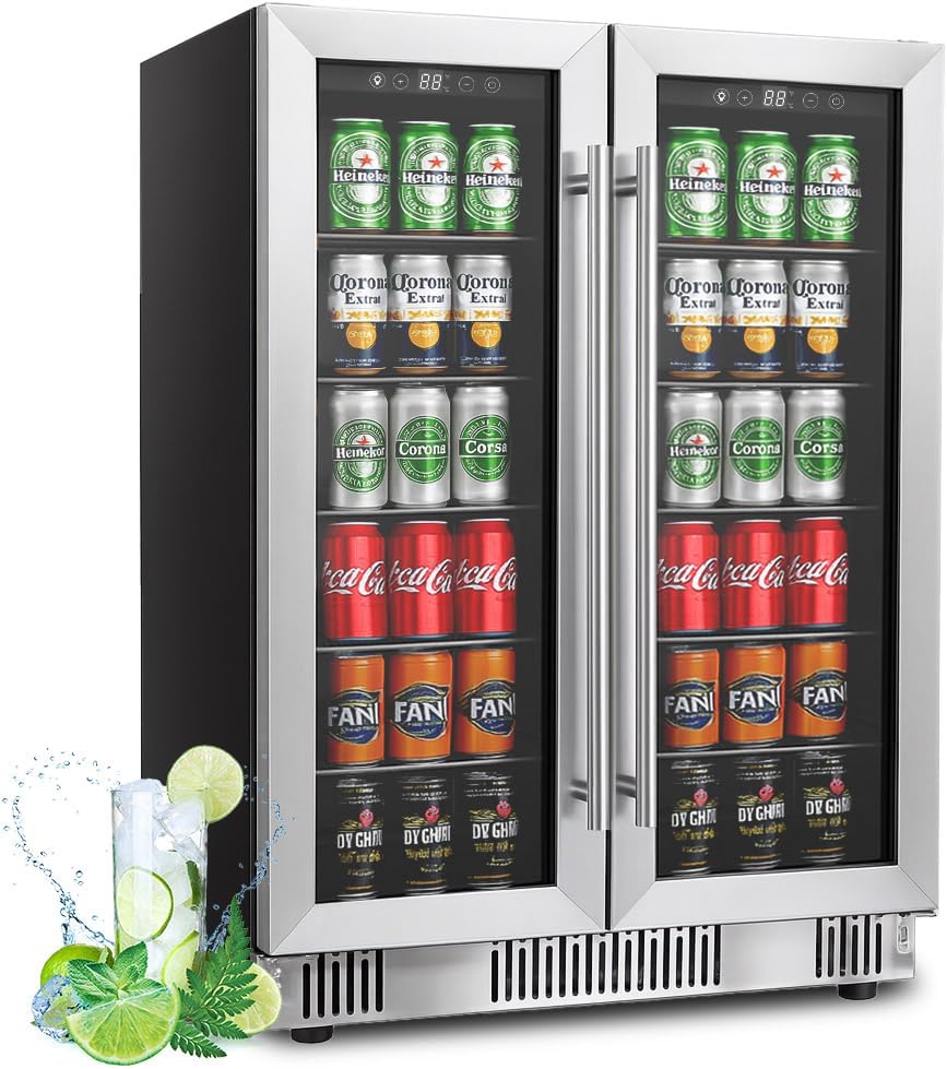 24 Inch Wine and Beverage Refrigerator, Dual Zone Wine Cooler with Advanced Cool