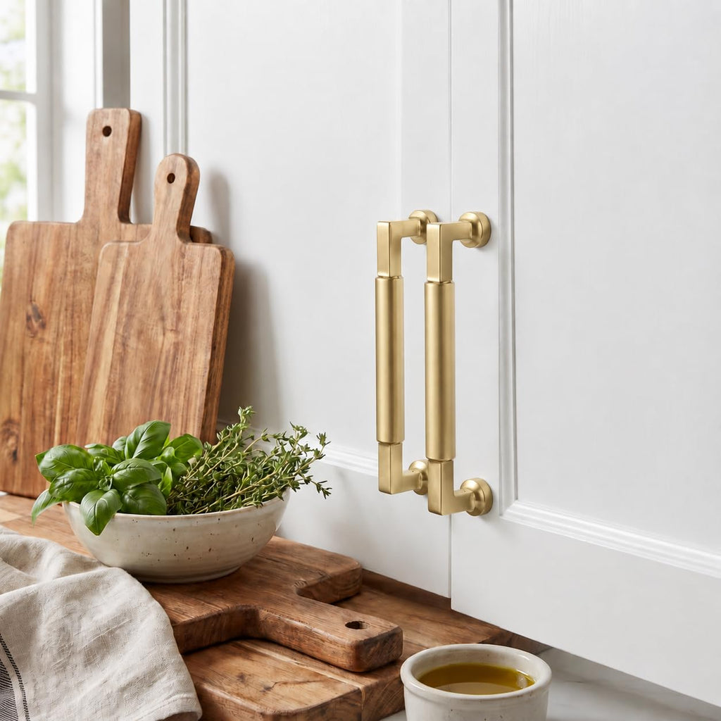 1-Pack Appliance Handle Pull 18-Inch(457mm) Satin Brass Cabinet Pulls,Heavy-Duty Brushed Brass Handles Cabinets