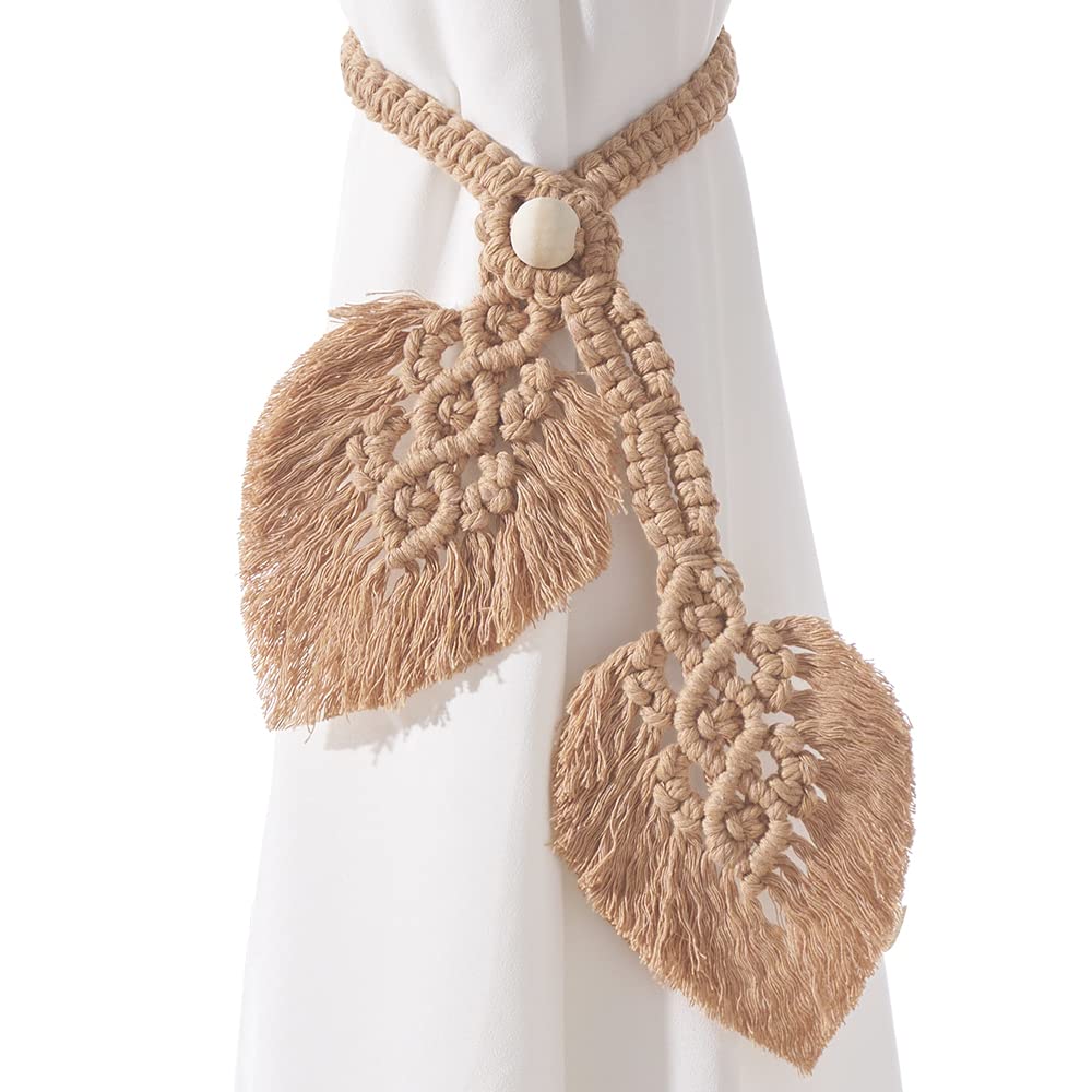 Boho Curtain Tiebacks, Apricot - 2 Pack