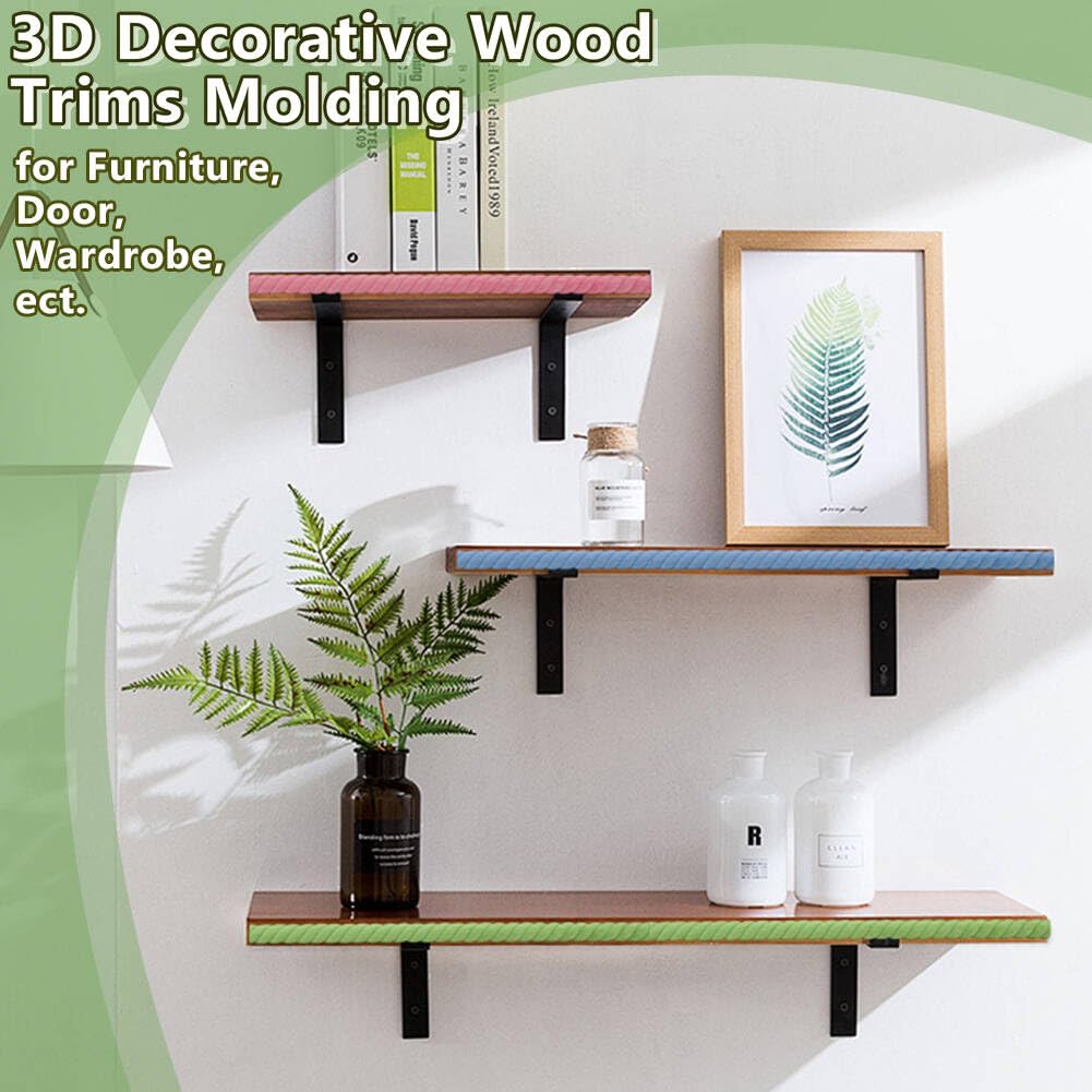 25Pcs 3D Decorative Wood Trim Molding Twisted Unfinished DIY Trims 15.8 Inch Half Wooden Trim Molding Decorative Wood