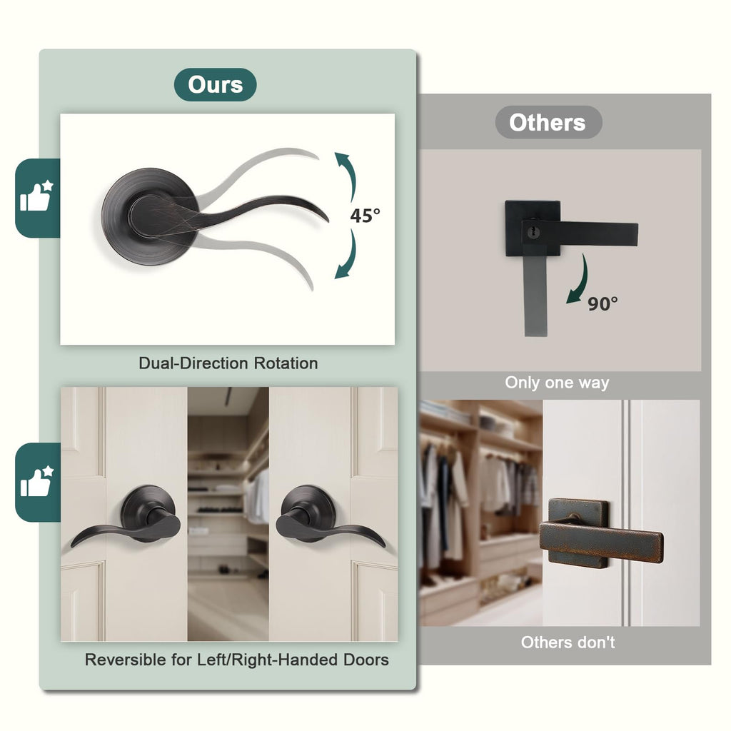 8 Pack Passage Door Levers Oil Rubbed Bronze Interior Door Handles with Lock Keyless Hall Closet Door Handles Bronze