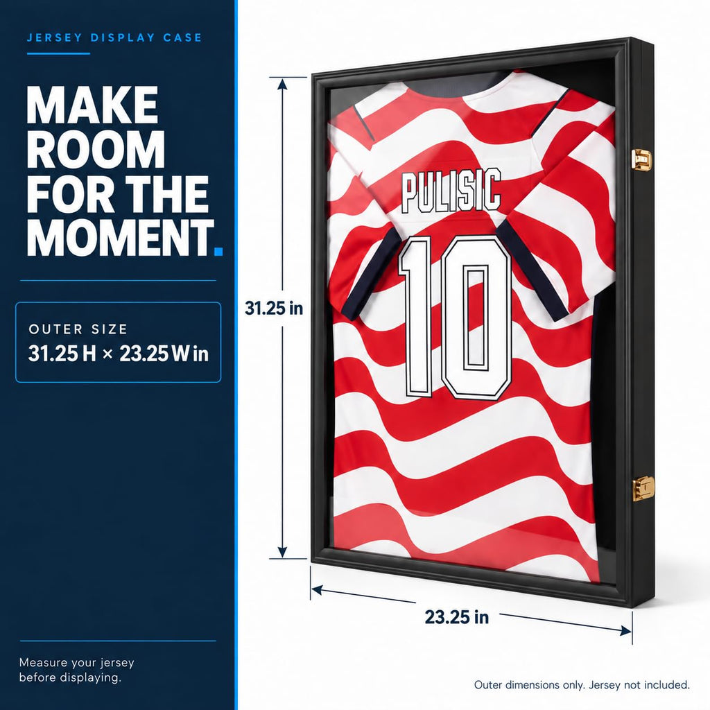 Large Jersey Frame Display Case Jersey Shadow Box Black 3PC
