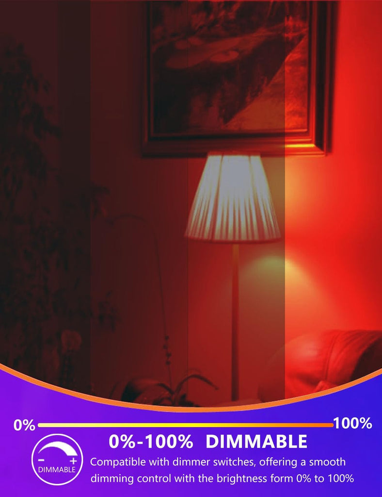 LED Red Sleep Light Bulb Dimmable, 100% Blue Light Blocking Bulb