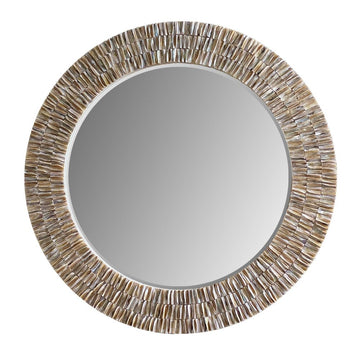 31.5" Round Capiz Shell Mirror Handmade Luxury Coastal Wall Decor