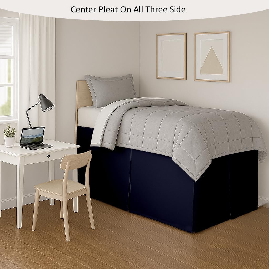 Split Corner Dorm Bed Skirt Twin XL - 42 Inch Drop, 100% Microfiber, Extra Long Bed Skirt for College Dorm, Platform