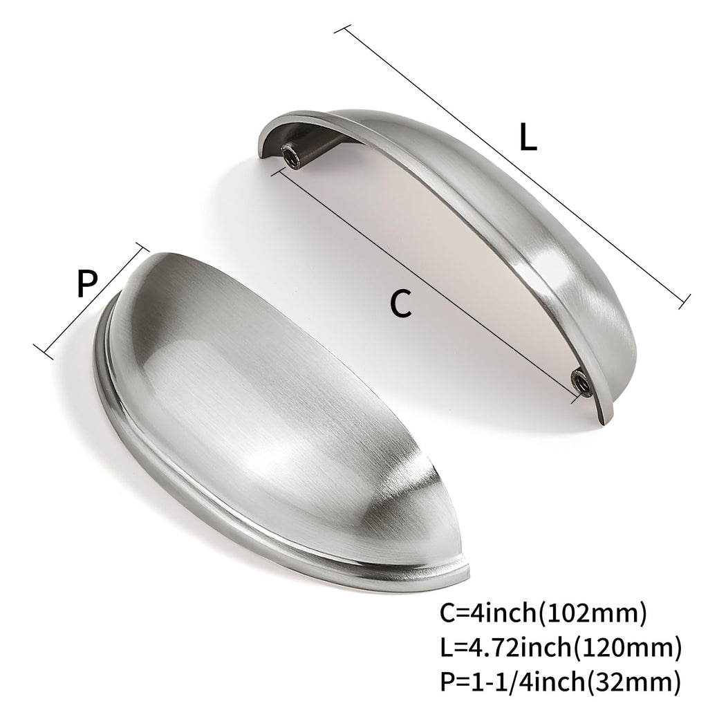 10 Pack 4" Drawer Pulls Brushed Satin Nickel Cabinet Cup Pulls Kitchen Hardware Cabinet Handles Drawer Handles Knobs