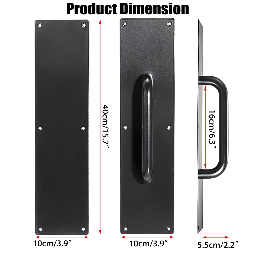 1 Set 16" Stainess Steel Door Handle Pull Push Plate Handle,Black