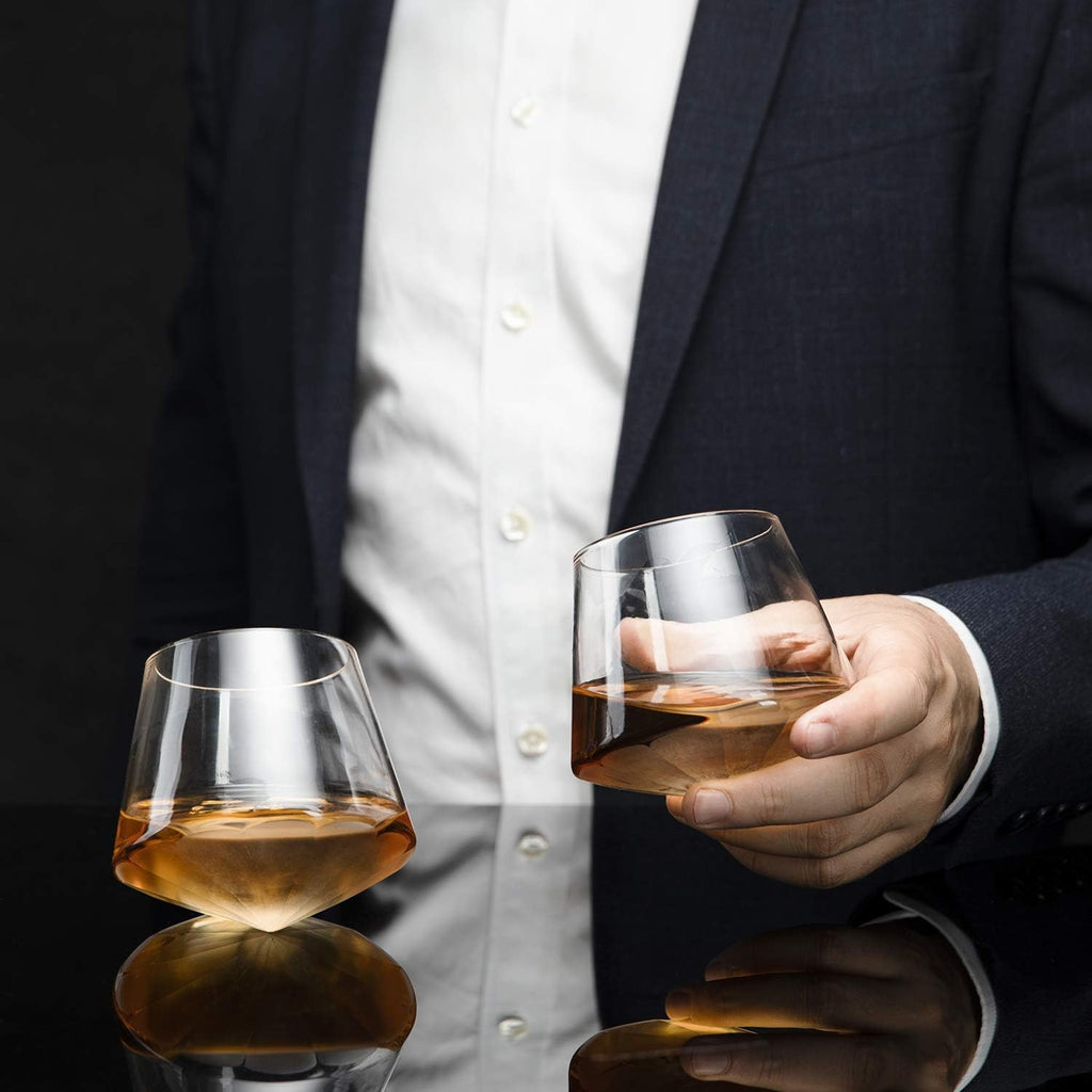 Diamond Whiskey Decanter l With 2 Diamond Glasses Decanter Set, Diamond Wine Glass Holding Base With 2 Diamond - Set of 3