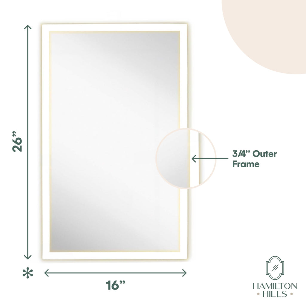 Bathroom Mirror with Storage - Wall Mounted Medicine Cabinet with 4 Glass Shelves and LED Backlighting - Modern