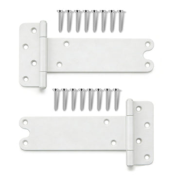 8 inch Gate Hinges, 300 Lbs Capacity, Matte White Hinges, 2 Pack Heavy Duty Door Hinge, T-Strap Shed Gate
