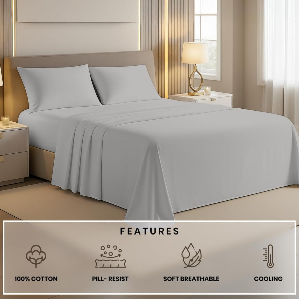 4 Pc Queen Sheet Set - 100% Egyptian Cotton Premium Hotel Luxury Bedding - Sateen Weave Soft Cooling Durable Bedsheet