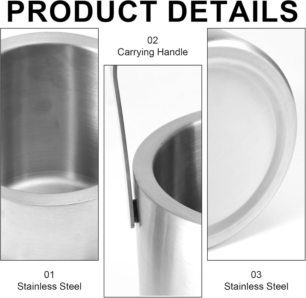 1.3L Stainless Steel Ice Bucket with Lid and Tongs, Small Double Wall Ice Pail Chill Container for Cocktails, Beer