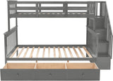 Twin Over Full Stairway Bunk Bed with Drawers